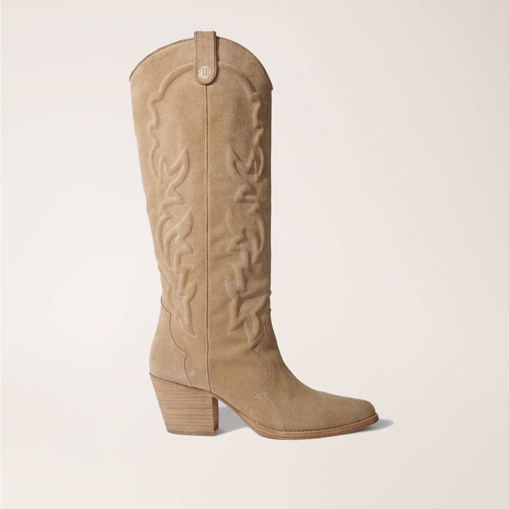 Maje Embroided Leather Cowboy Boots